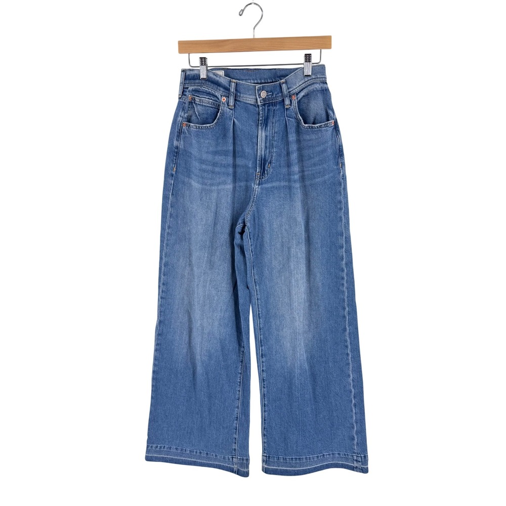 GAP Trouser High Rise Wide Leg Jeans Blue 29 8R Pleated Denim Casual 90s Style